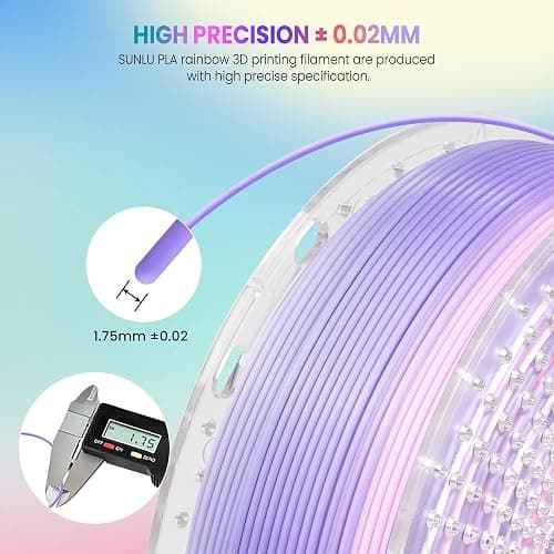 SUNLU 3D Printer Filament,Rainbow PLA Filament 1.75mm,1KG (Rainbow PLA 04) | Multicolor Gradient 3D Filament, Neatly Wound 3D Printing Filament, Dimensional Accuracy +/-0.02mm thumbnail 5