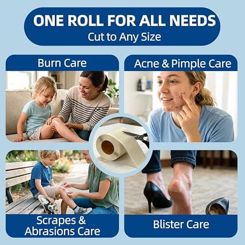 Niceful Hydrocolloid Roll for Acne Medical Grade, 2in*12ft Pimple Patch Roll, Water-Resistant Hydrocolloid Bandages for Face, Blister Bandages Highly Absorbent & Cut-to-Size thumbnail 4