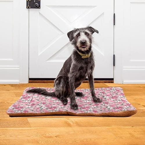 Coikll Pink Floral Pet Bed Pad Soft Dog Bed Mat with Anti-Slip Bottom, Machine Washable Crate Pad Mattress for Dog Sleeping thumbnail 6