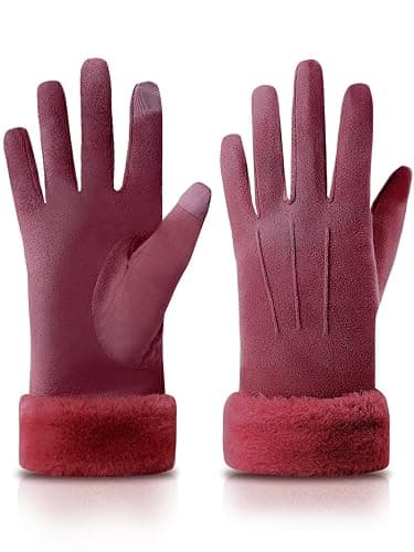 Orrpally Women Winter Gloves Thermal Touchscreen Gloves Windproof Outdoor Suede Gloves - Image 1