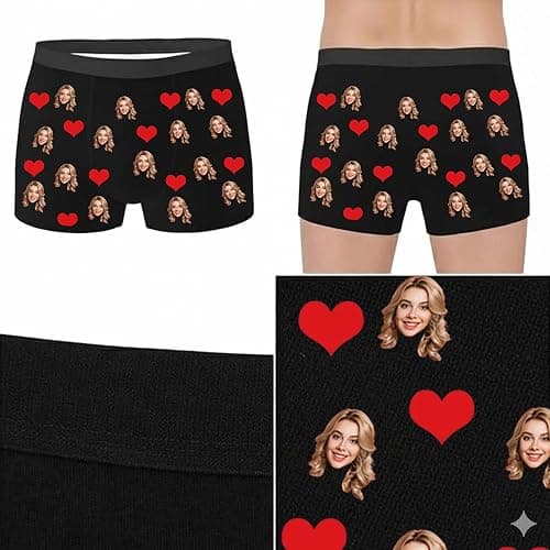 Hugsly Custom Boxers with Face Personalized Boxers for Men Boyfriend Father Husband Valentine's Birthday thumbnail 2