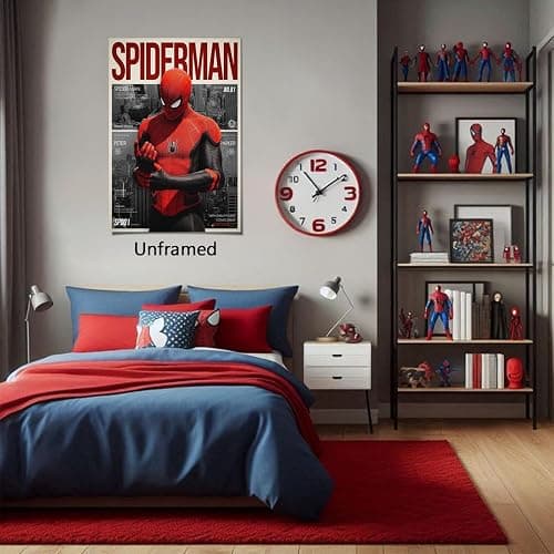 COMOR MOVIE Spiderman Poster For Fans Kids Birthday Party Decorations Gitfs-Spider-Man Wall Art-Spiderman Wall Decor-Canvas Prints Picture For Teen Boy Girls Bedroom Decor thumbnail 6