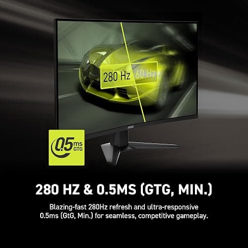 MSI MAG 274CXF 27-inch 1920 x 1080 (FHD) Curved Monitor, 280Hz, HDMI, DisplayPort, VGA Port, VESA Mountable, Tilt, Speaker, Slim Bezel, 0.5ms, Black thumbnail 4