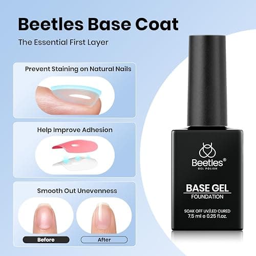Beetles Gel Top Coat, Matte Top and Base Coat Set, 3 Pcs 10ml Glossy Matte No Wipe Long Lasting Basic Combination Soak Off LED Nail Lamp Art DIY Design Gifts for Women thumbnail 3