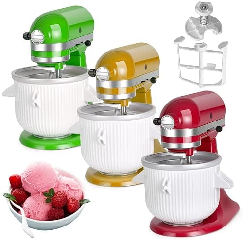Ice Cream Maker Attachment for KitchenAid Stand Mixer, Ice Cream Bowl Compatible with 4.5Qt and Larger Stand Mixers, Ice Cream & Sorbet Gelato Maker Attachment, 2 Quart, White XTMZ - Image 1