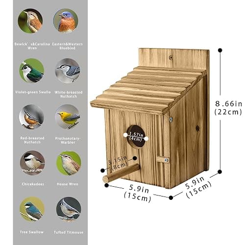 Wood Bird Houses for Outside with Pole Wooden Bird House for Finch Bluebird Cardinals Hanging Birdhouse Clearance Garden Country Cottages thumbnail 5