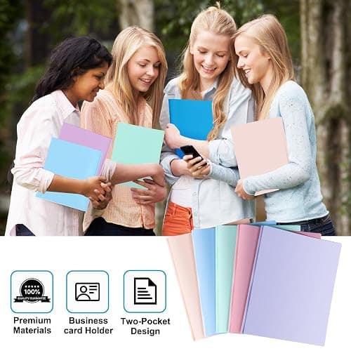 HABGP Two Pocket Folder With Prongs (5 Pack, Pastel Colors), Plastic Folders With Pockets and Business Card Holder, Fit Letter Size, for Organizing Papers in School, Office & Business thumbnail 6