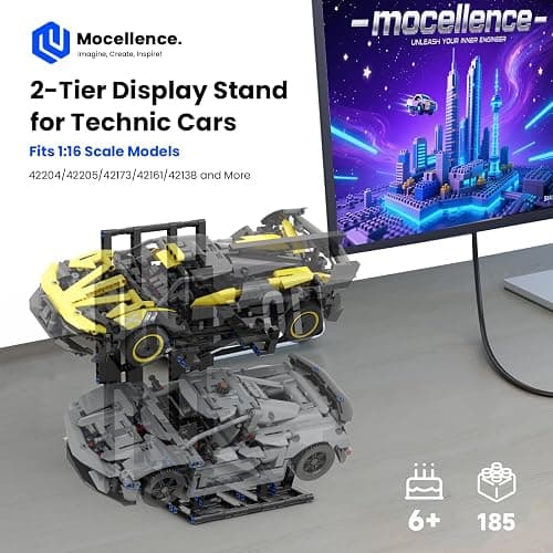 Display Stand for Lego Technic Cars (1:16 Scale Only), 2-Tier Stand for Lego Car 42204 42205 42173 42161 42138 and More, Display Building Set for Boys, Girls, Adults, Ages 6+ thumbnail 7