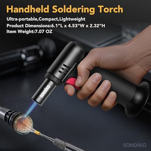 Sondiko Butane Torch Lighter with Visible Fuel Window, Refillable Soldering Torch with Adjustable Flame for Welding, Resin Art, Industrial(Butane Gas Not Included) thumbnail 6