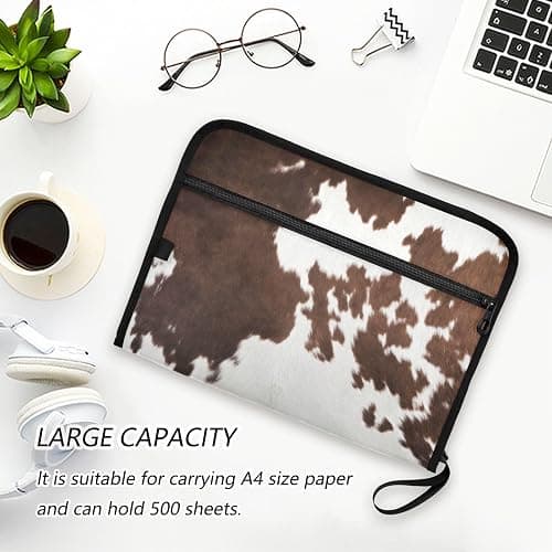 Western Cow Skin Texture Expanding Accordion File Folder with Sticky Labels, 13 Pockets Zip File Folder with Zipper Closure thumbnail 6