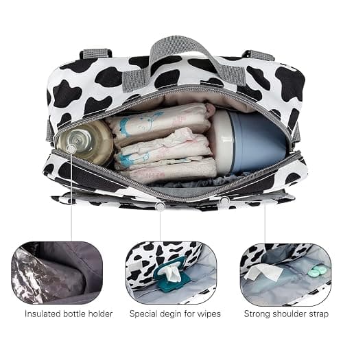 MOMIGO Baby Diaper Caddy Bag - Diaper Caddy Tote Baby Stroller Bag Nursery Storage Bin for Diapers, Wipes & Toys Mini Diaper Bag for Outdoor (Cows) thumbnail 6
