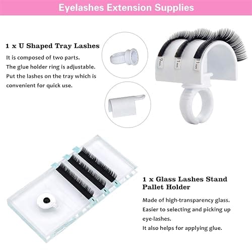 Lash Extension Kit Beginners, Eyelash Extension Accessories, False Eye Lashes Extension Training Tool Kit with Professional Mannequin Head for Beginners, Massage, Cosmetology Esthetician Supplies thumbnail 6