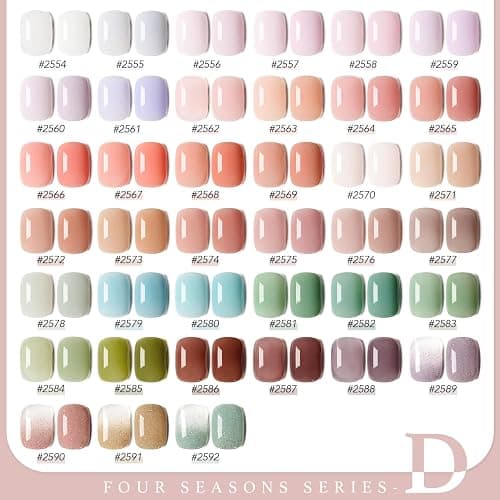 GAOY 42 Pcs Gel Nail Polish Kit, Pastel Jelly Pink Green Shimmer Colors All Seasons Gel Nail Polish Set with Glossy & Matte Top Coat and Base Coat for Salon and DIY Manicure at Home thumbnail 2