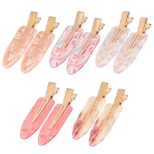 Magicsky 10PCS No Bend Hair Clips for Styling, Acrylic Resin Flat Clip, No Crease Curl Small Pin, Bang Seamless Hair Barrette Tool for Makeup-Hairstyle Accessories for Women Girls, Pink Opal - Image 1