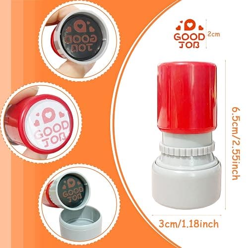 12 Sorted Teacher Stamps for Classroom, Self-Inking Rubber Colorful Teacher Stamps for Grading Homework, Mood Expressions Stamps for Office Stationery Encouraging Comments thumbnail 6
