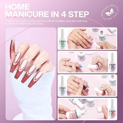 Morovan Dip Powder Liquid Set with Activator Base Top Coat and Dipping Powder Brush Saver 4pcs 0.5oz for Dip Nail Kit thumbnail 7