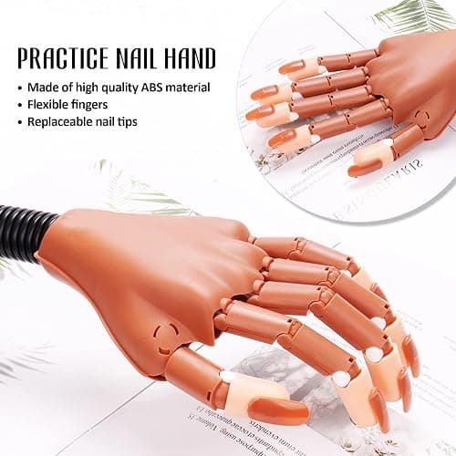 DASGIRL Practice Hand for Acrylic Nails, Flexible Nail Practice Hands Training Kits, Fake Mannequin Hands for Nails Practice, Movable Nail Mannequin Hand with 100PCS Nail Tips thumbnail 2