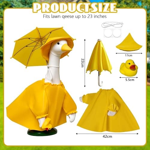 JOYANDRO Porches Goose Raincoat Garden Decor,Porches Goose Outfit Dress up for 23 inches Goose Statue,Porches Goose Costumes for Goose Statue 23" Outdoor Goose Clothing for Patio and Yard thumbnail 3