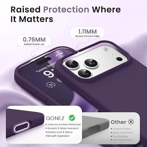 GONEZ for iPhone 18 Pro Case/iPhone 17 Pro Case, Deep Purple | Fit for MagSafe, Screen Protector, Full Camera Protection, Premium Silicone Cover Shockproof Drop Protection Slim Phone Case thumbnail 3