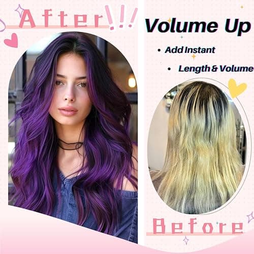 Purple Tape in Hair Extensions Human Hair 24 Inch Invisible Thick Ends Tape in Colored Remy Hair Extensions for Girls - 24 Inch-20pcs-30 Gram - #Purple thumbnail 8