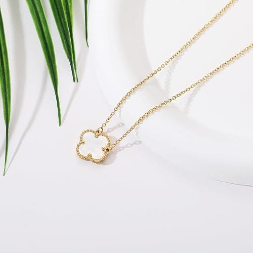 AIPPK Clover Pendant Necklace for Women 18K Gold Plated Four Leaf Clover Necklaces Lucky Simple Jewelry Gifts for Women thumbnail 4