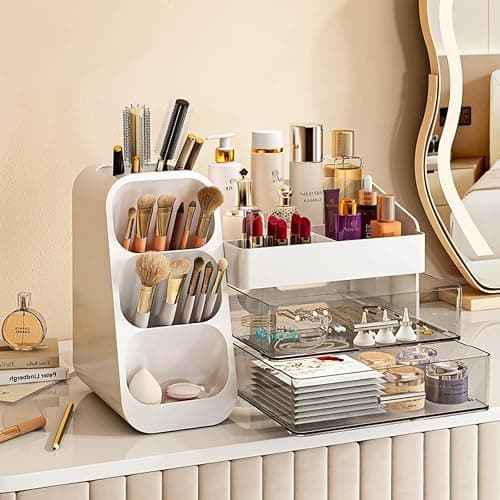 Makeup Organizer with Drawers for Vanity,Spacious Cosmetic Display Case,Perfect Storage Solution for Your Beauty Essential (White) thumbnail 6