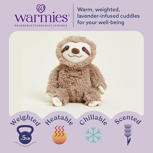warmies Junior Microwavable & Weighted Stuffed Animals, Sloth - Heated Stuffed Animal Plushie for Warmth & Comfort - Cute Soft Plush Toys for Adults & Children (Boys, Girls, Babies & Toddlers) thumbnail 2