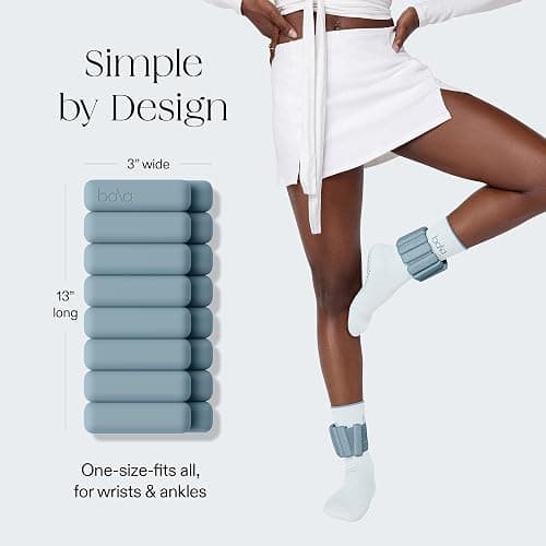 Bala Bangles Wrist & Ankle Weights - Adjustable Weighted Bands for Women & Men - Soft Silicone Arm & Leg Weights for Pilates, Yoga, Walking, Barre, Home Workout & Strength Training Exercise thumbnail 4