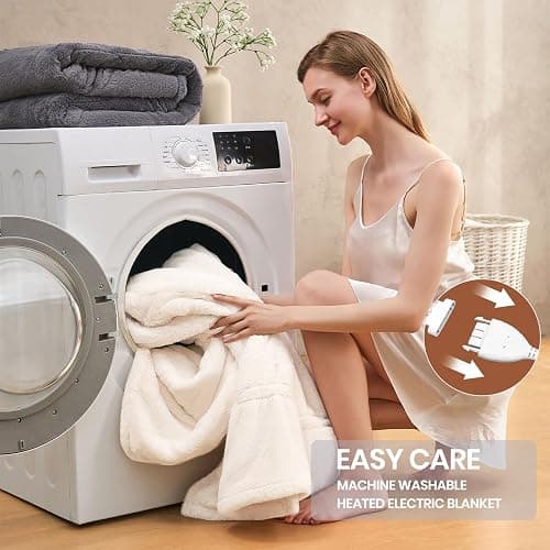PTQ Premium Heated Throw Blanket 50"×60" - Ultra Cosy Soft Electric Blanket with 8 Heating Levels,Plush Fast Heating Faux Fur Blanket for Bed & Couch - Auto Shut Off,Machine Washable Blanket (Beige) thumbnail 6