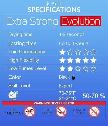 STACY LASH Extra Strong Evolution Eyelash Extension Glue (0.34 fl.oz/10 ml)/1-2 Sec Dry/Retention – 8 Weeks/Professional Supplies/Black Adhesive thumbnail 4