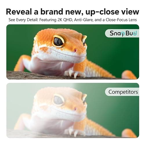 3MP 2K AI Reptile Aquarium Camera, Close-Focus Lens for Fish Tank Terrarium | Angle Magnetic Mount, Dual-Band Wi-Fi 2.4 GHz/5 GHz, 24/7 Recording, Anti-Glare and No Reflection, for Lizards and Snakes thumbnail 2
