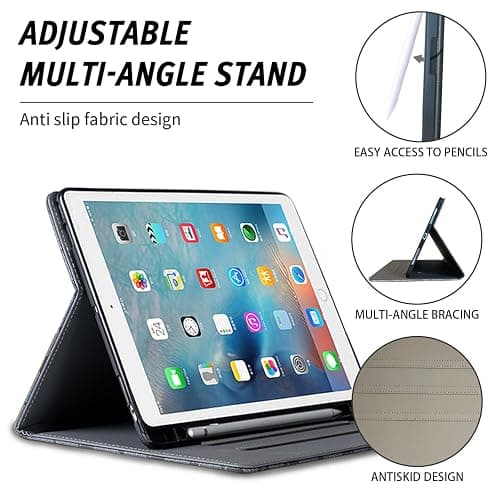 HYHCF Designer Compatible iPad 10.2 inch Case,9th/8th/7th Generation(2021/2020/2019) iPad Air 3rd 2019/2017 iPad Pro 10.5" PU Leather with Pencil Holder Soft Back Case,Auto Sleep/Wake Cover-Black thumbnail 3