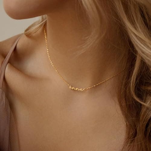 Personalized Name Necklace for Women,18k Gold Plated Handmade Custom Name Necklace,Mother's Day Customized Jewelry Gifts for Mom Wife thumbnail 2