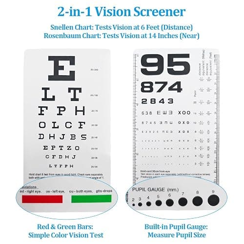 Pocket Eye Chart Dual Sided Snellen & Rosenbaum Vision Tester for Home, Office, School Use(2 Pack) thumbnail 3
