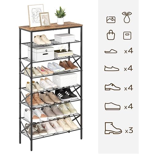 YATINEY 8 Tier Shoe Rack, Shoe Storage Organizer, Large Capacity Shoe Shelf Holds 32 Pairs of Shoes, Sturdy and Stable, for Entryway, Hallway, Closet, Dorm Room, Rustic Brown SS08BR thumbnail 9