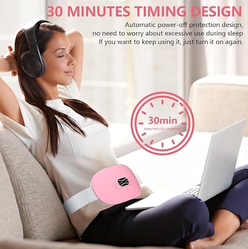 LISACOOL Portable Heating Pad for Period Cramps Cordless Menstrual Heating Pad with 3 Heat Levels and 3 Massage Modes, Birthday Gifts for Women and Girls (Pink) thumbnail 5