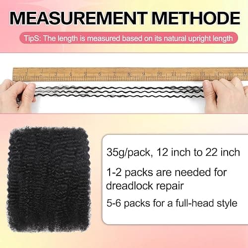 BDSL Afro Kinkys Bulk Human Hair for Braiding Afro Kinky-Curly Human Hair Bulk for Mini Twist Afro Kinky Bulk Hair for Dreadlocks Extensions Repair Locs Micro Locs Extension 14Inch(1B,35g/pack) thumbnail 7