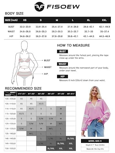 Fisoew Womens Color Block Oversized Sweatshirt Polo V Neck Long Sleeve Shirts Casual Loose Pullover Tops thumbnail 6