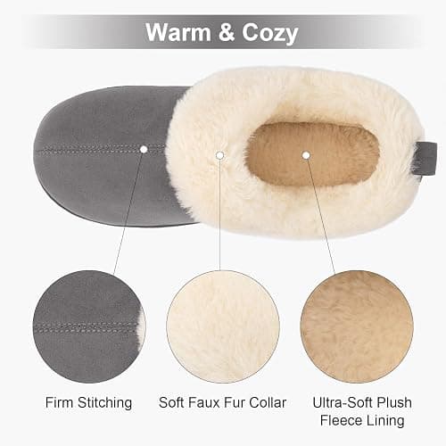 FamilyFairy Women's Warm Bootie Slippers Winter Cozy House Shoes Non Slip Indoor Outdoor with Fuzzy Collar thumbnail 4