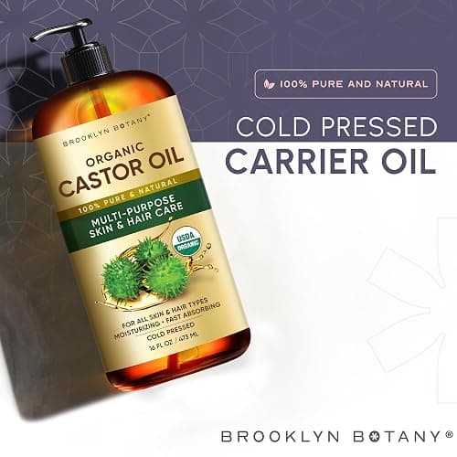 Brooklyn Botany Cold-Pressed Organic Castor Oil | 16 Fl Oz | Hair | Face | Body | 100% Pure and Natural | Carrier Oil | Aromatherapy | Massage | Ayurvedic Hair Care | Hexane-Free thumbnail 4