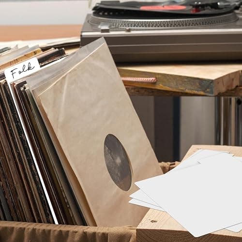 20 Pcs Vinyl Record Dividers, 31.5x34cm Plastic Record Divider with Tabs, Reusable LP Organizers DIY Blank Album Vinyl Separators for 33 RPM LP Organization, White - White thumbnail 7