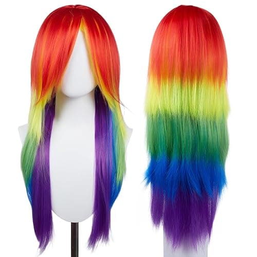 Aqltidiz Rainbow Synthetic Long Straight Colorful Cosplay Wig - Gorgeous Outfit for Anime Costume Party thumbnail 7