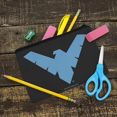 Batman Nightwing Logo Pencil Pen Organizer Zipper Pouch Case thumbnail 2
