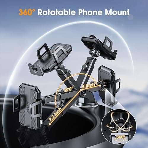 SUUSON 3 in 1 Phone Holders for Your Car, Car Phone Holder Mount [Strongest Suction] 360° Adjustable Cell Phone Holders for Car Phone Stand Car Mount for iPhone, Samsung, Google, More Smartphones thumbnail 5