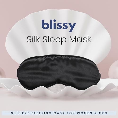 Blissy Silk Sleep Mask - Eye Sleeping Mask for Women & Men for Total Blackout - 100% Pure Mulberry Silk, 22 Momme 6a Fibers - Blindfold Sleep Mask Side Sleeper Eye Cover (Non Adjustable) thumbnail 8