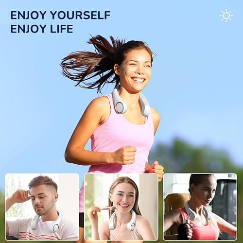 Portable Neck Fan Rechargeable, Personal Neck Cooling Fan, Hands Free Bladeless Fan, Ultra Quiet, 3 Speeds Adjustable Strong Wind, 4000 mAh Battery Operated, Gifts for Men Women Mom Dad, Small thumbnail 8