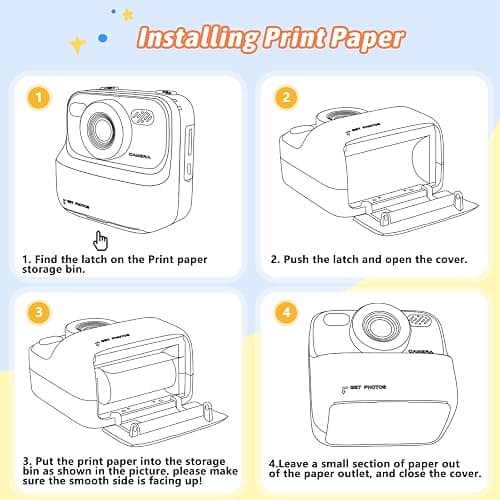Kids Instant Digital Cameras for Boys and Girls, 1080P HD Dual-Lens Selfie Digital Camera with Print Paper & 32G Card, Christmas Birthday Gifts Toys for Toddler and Teenagers Age 3-16 Years Old thumbnail 7