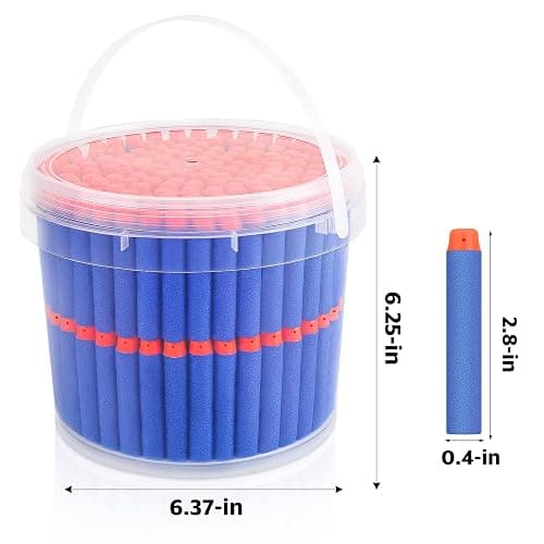 300 Refill Darts Foam Bullets fit for Nerf Gun Elite, Darts Ammunition for N-Strike Elite Series Blasters, Dart Accessories with Portable Storage Bucket, Blue thumbnail 3