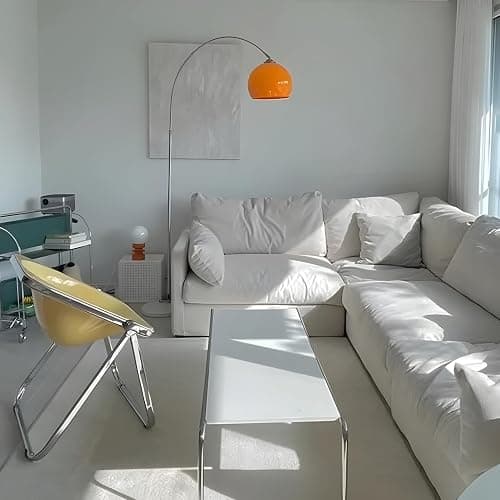 MIXL - Orange Arc Floor Lamp with Acrylic Shade,Arch Reading Lamp Floor Standing,Mid Century Modern Orange Standing Lamp for Living Room Bedroom thumbnail 3