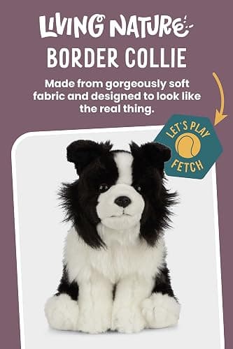 Living Nature Border Collie, Realistic Soft Cuddly Dog Toy, Naturli Eco-Friendly Plush, 20cm thumbnail 3